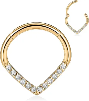 FUNLMO 316L Surgical Steel Septum Ring Teardrop Daith Tragus Helix Rook Conch Piercing Jewelry Cartilage Hoop Earring Hinged Nose Ring