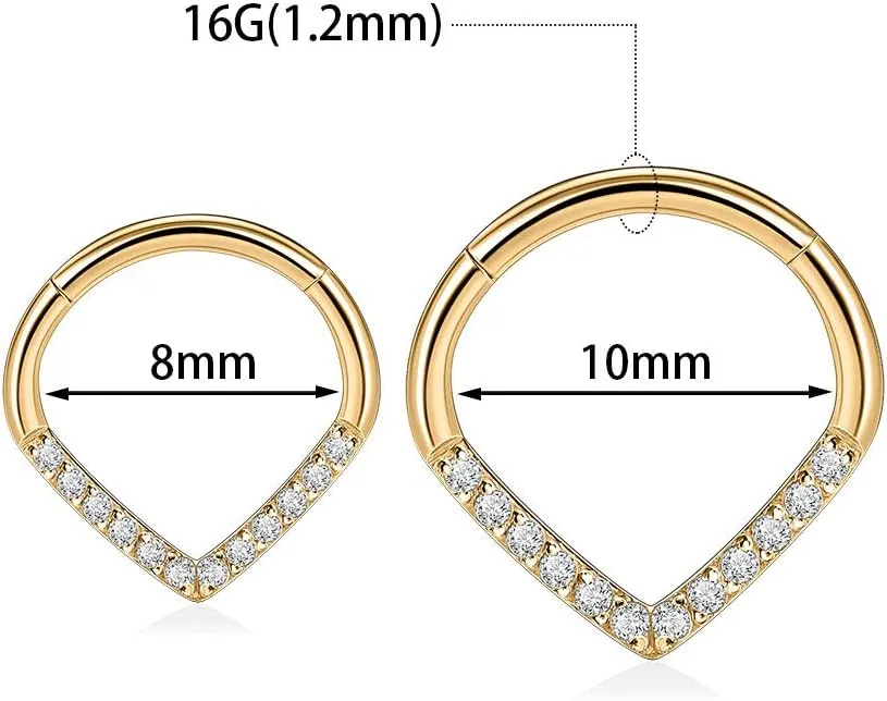 FUNLMO 316L Surgical Steel Septum Ring Teardrop Daith Tragus Helix Rook Conch Piercing Jewelry Cartilage Hoop Earring Hinged Nose Ring