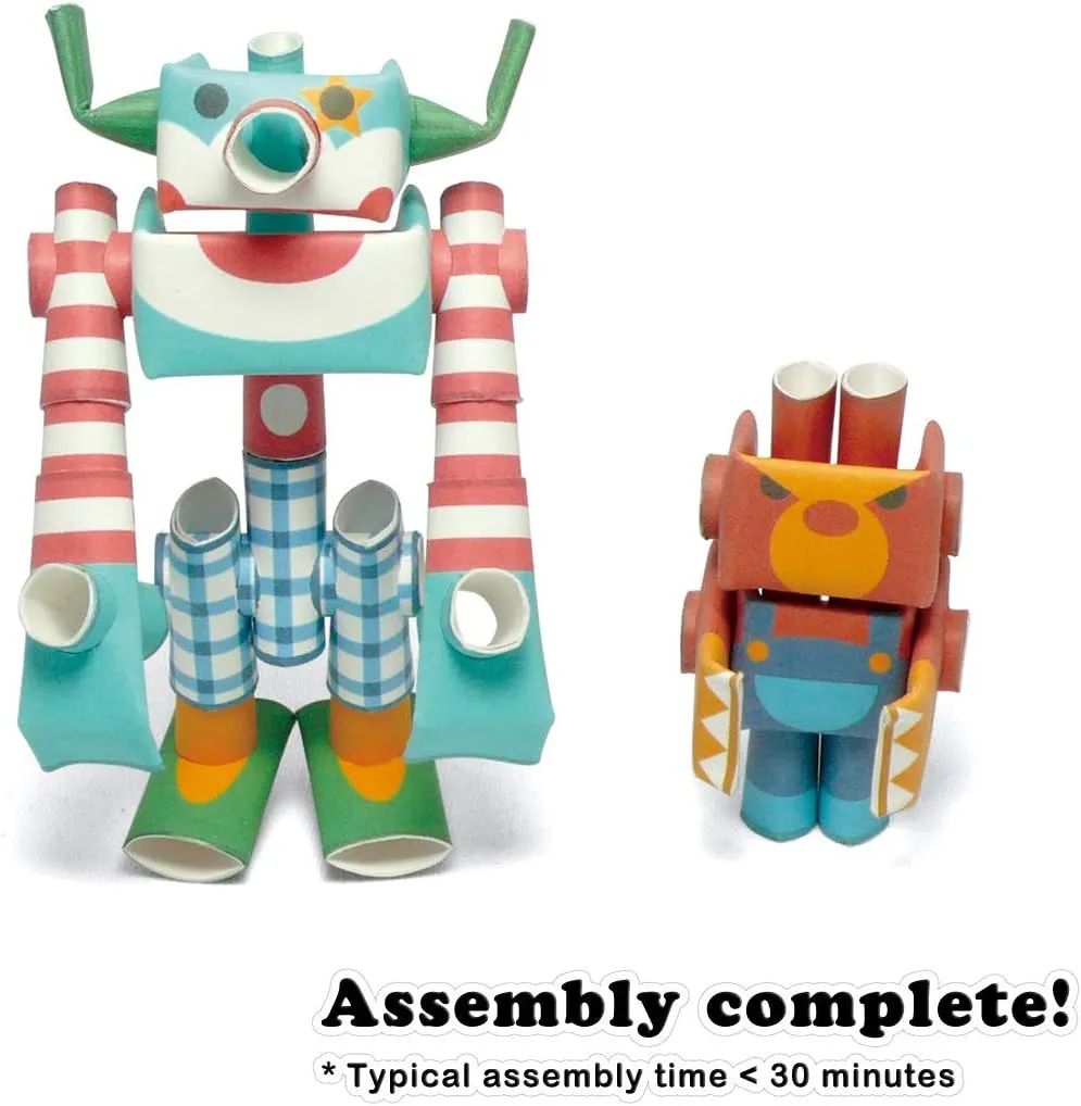 Funny & Angry Circus Duo - Japanese 3D Paper Puzzle DIY Robot kit for Kids and Origami Kit for Adults