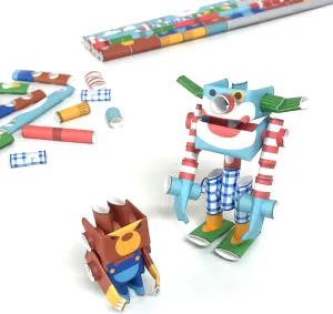 Funny & Angry Circus Duo - Japanese 3D Paper Puzzle DIY Robot kit for Kids and Origami Kit for Adults