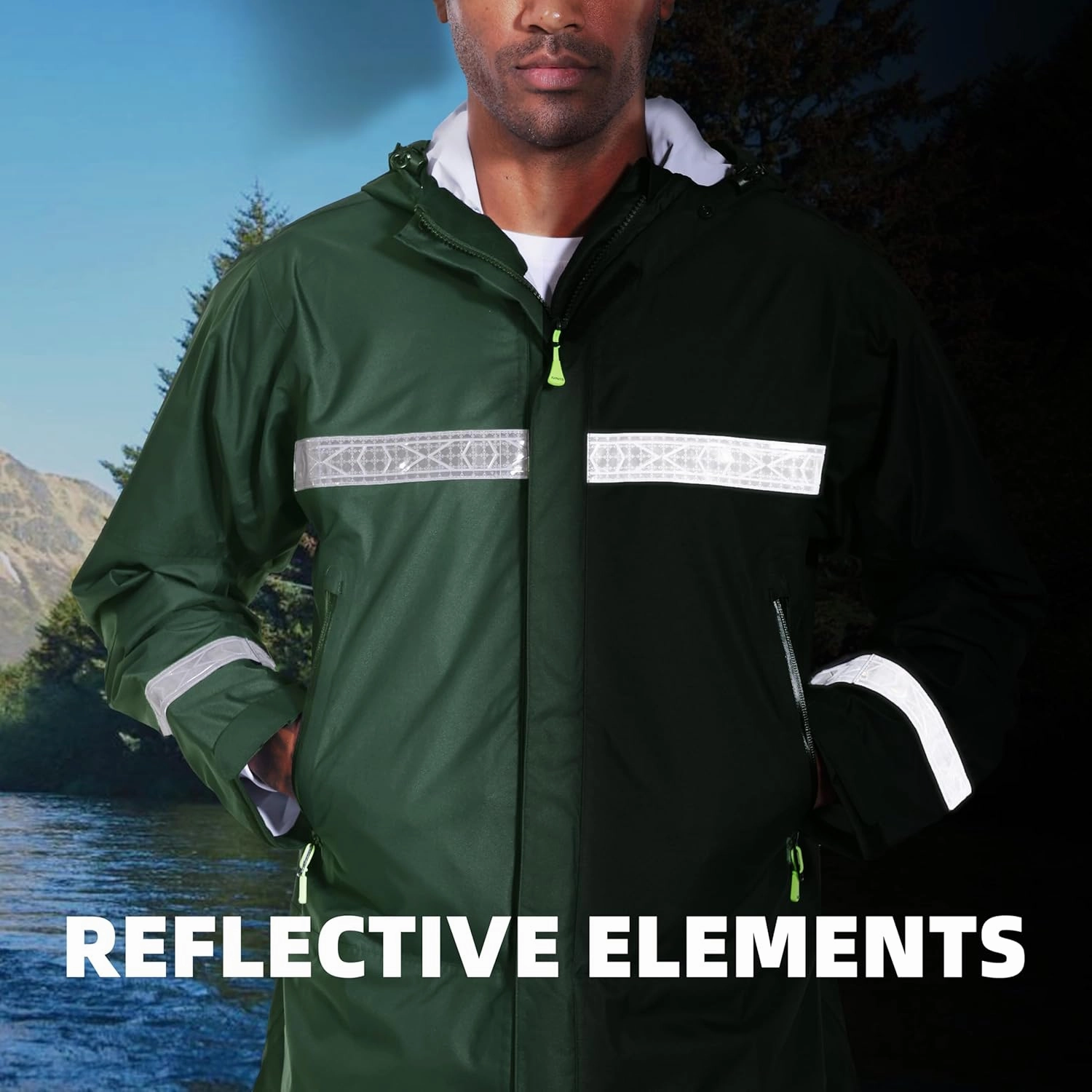 FWG Men's Pro Fishing Rain Suit: Waterproof, Reflective Jacket and Pants Set - Durable Outdoor Gear