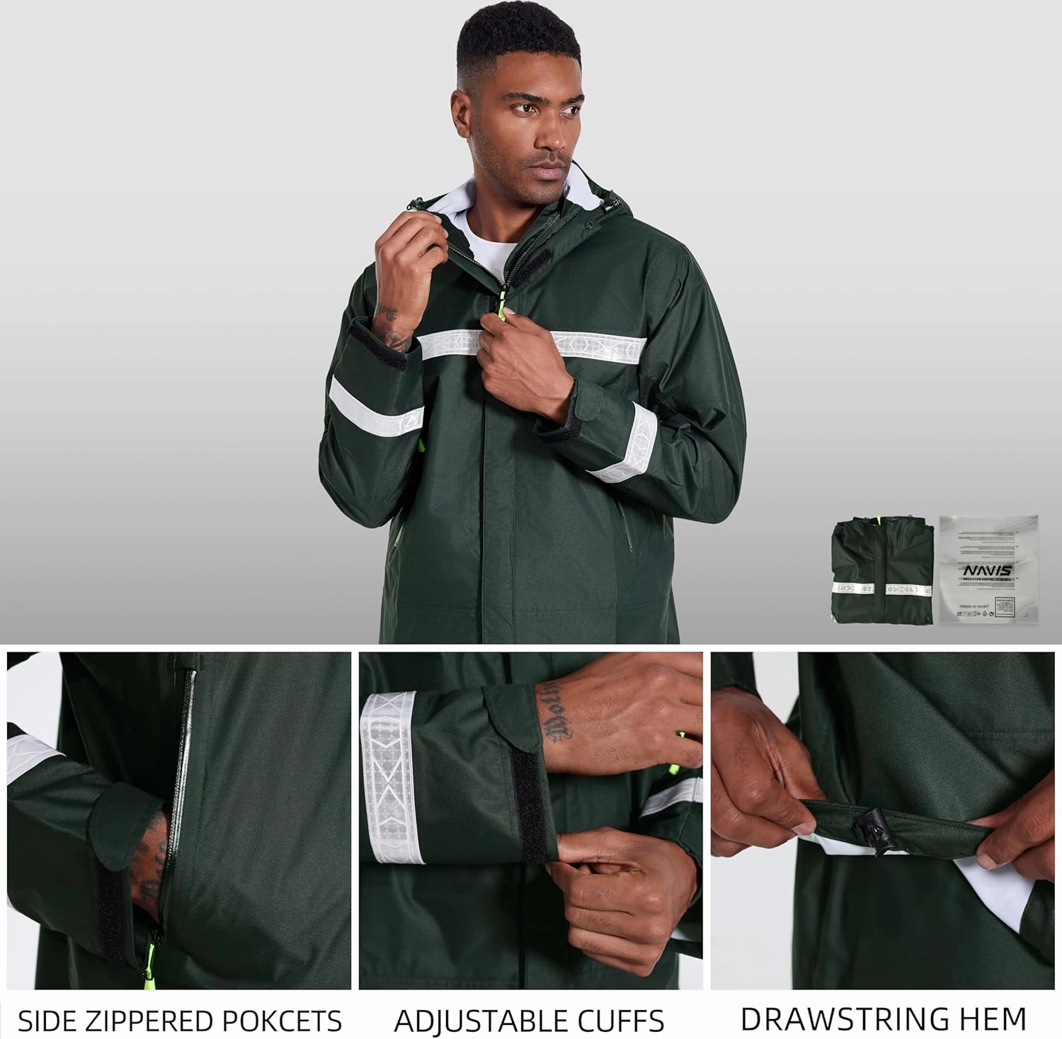 FWG Men's Pro Fishing Rain Suit: Waterproof, Reflective Jacket and Pants Set - Durable Outdoor Gear