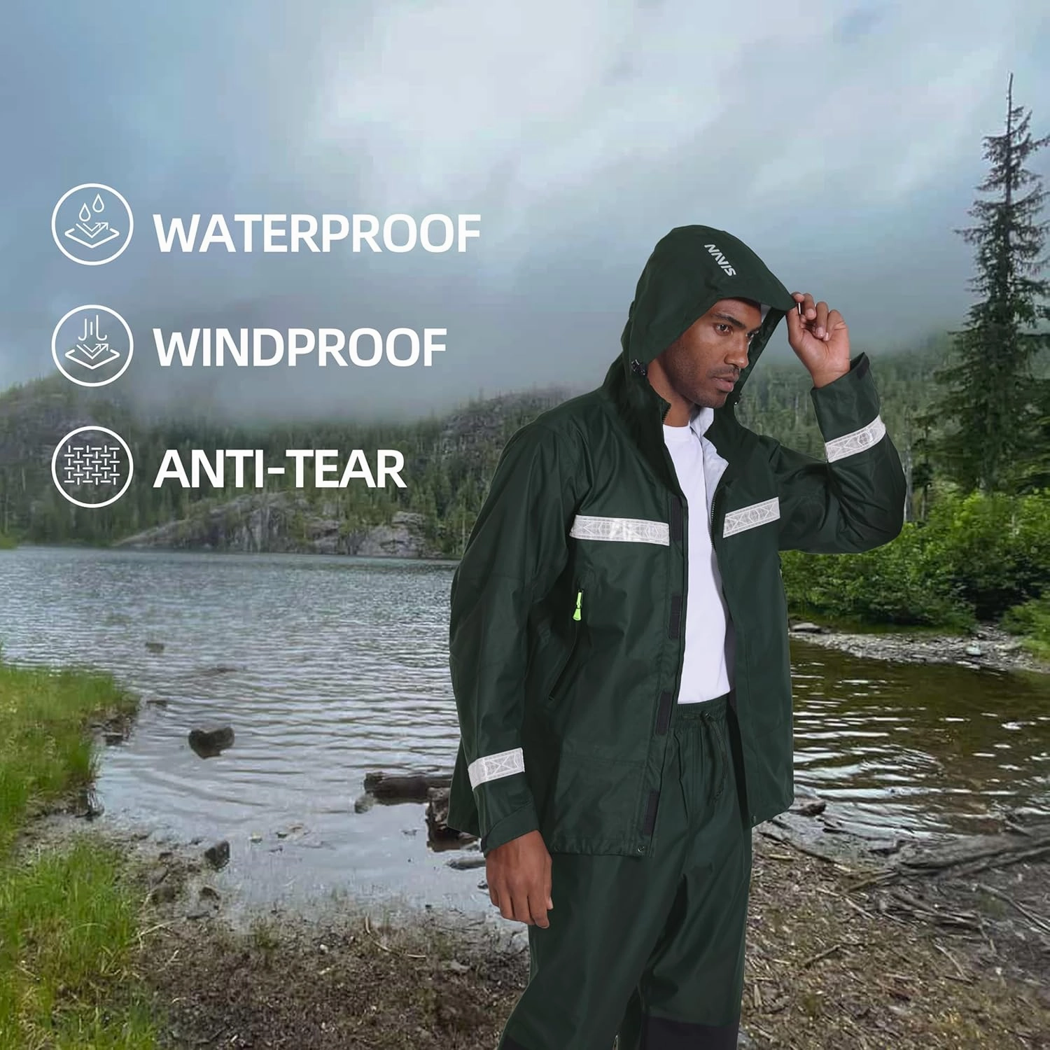 FWG Men's Pro Fishing Rain Suit: Waterproof, Reflective Jacket and Pants Set - Durable Outdoor Gear