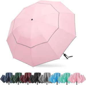 G4Free 54/62 Inch Windproof Inverted Umbrella with Reflective Stripe Large Compact Reverse Golf Umbrella for Rain 10 Ribs Double Canopy Travel Umbrella Automatic Open Close