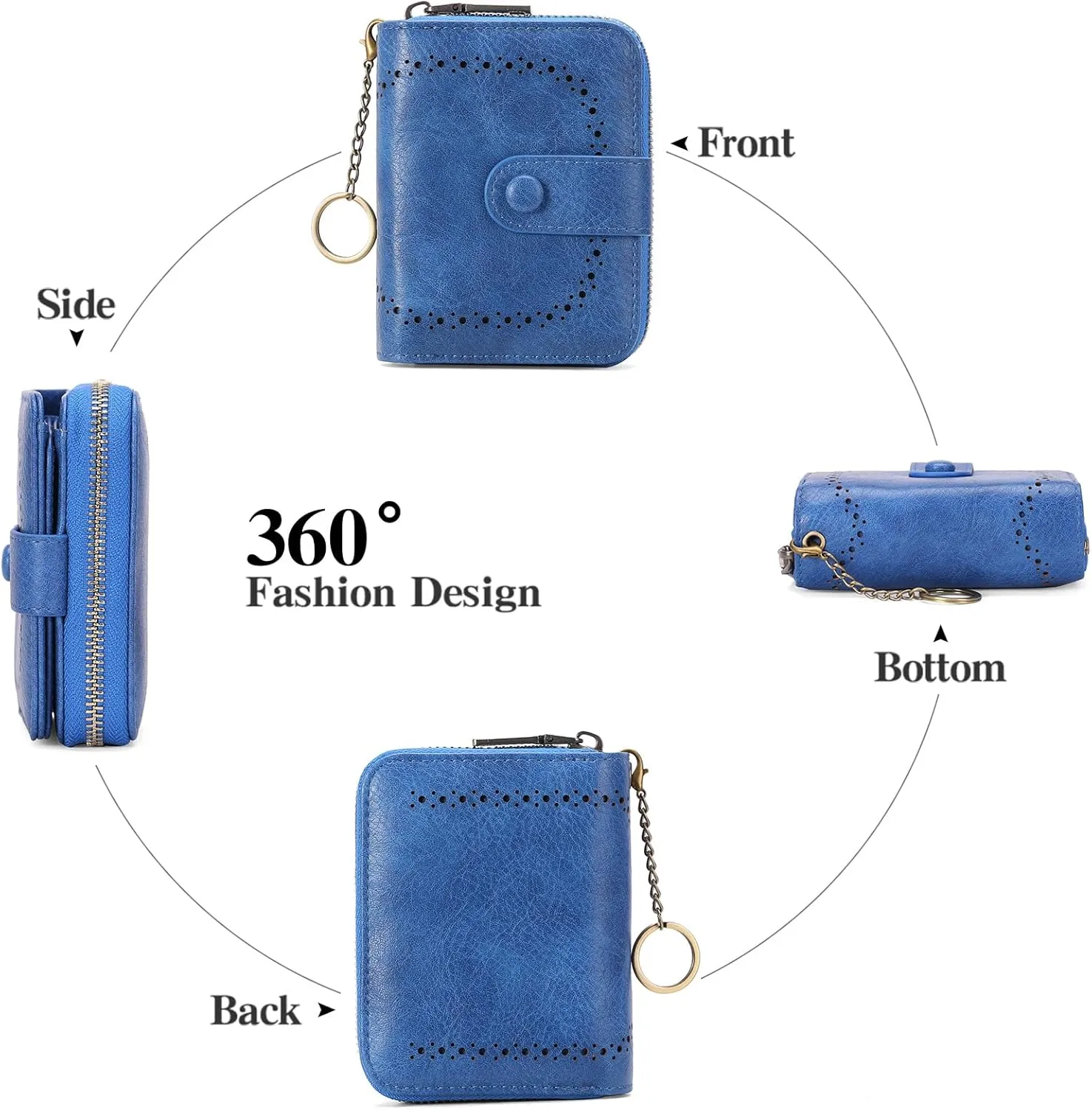 GAEKEAO Leather Credit Card Holder Wallet for Women RFID Blocking Large Capacity Bifold Zipper Card Case Organizer with Wristlet 32 Slots