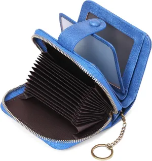 GAEKEAO Leather Credit Card Holder Wallet for Women RFID Blocking Large Capacity Bifold Zipper Card Case Organizer with Wristlet 32 Slots