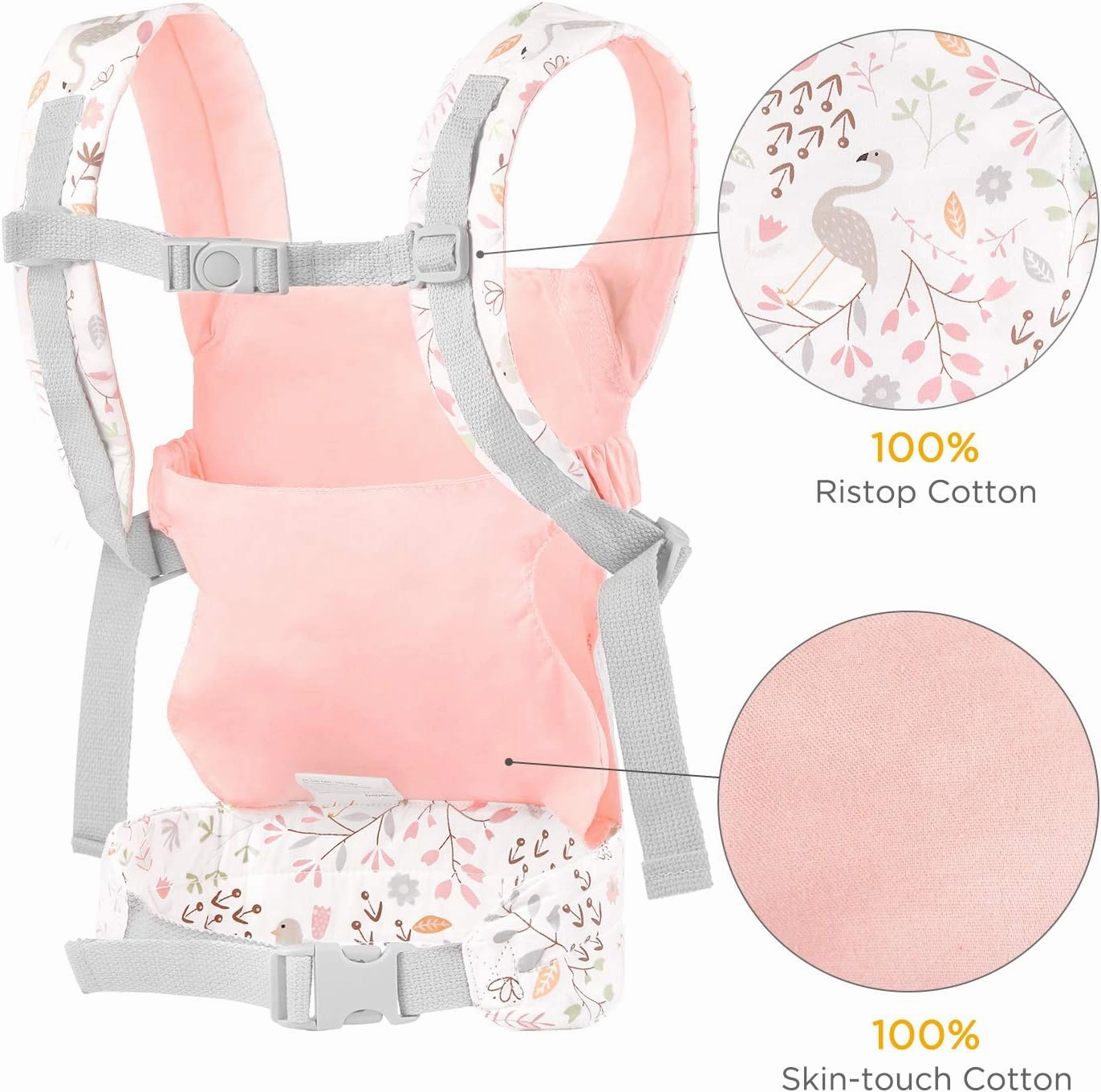 GAGAKU Baby Doll Carrier, Toy Baby Carrier for Dolls, Reborn Baby Dolls Accessories for Girls Kids – Pink (Flamingo)