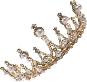 GALPADA 1pc Elegant Pearl Bridal Crown Headdress for Weddings Parties and Special Occasions Chic Tiara with Glittering Embellishments for Women