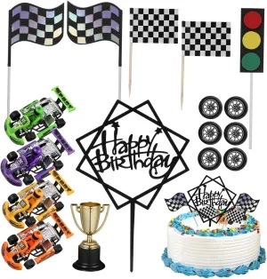 Garneck 23 Pcs Racing Car Cake Toppers Birthday Theme Party Supplies for Lightweight Unique Design for Showers and Celebrations Variety of Racing Decorations Random Color