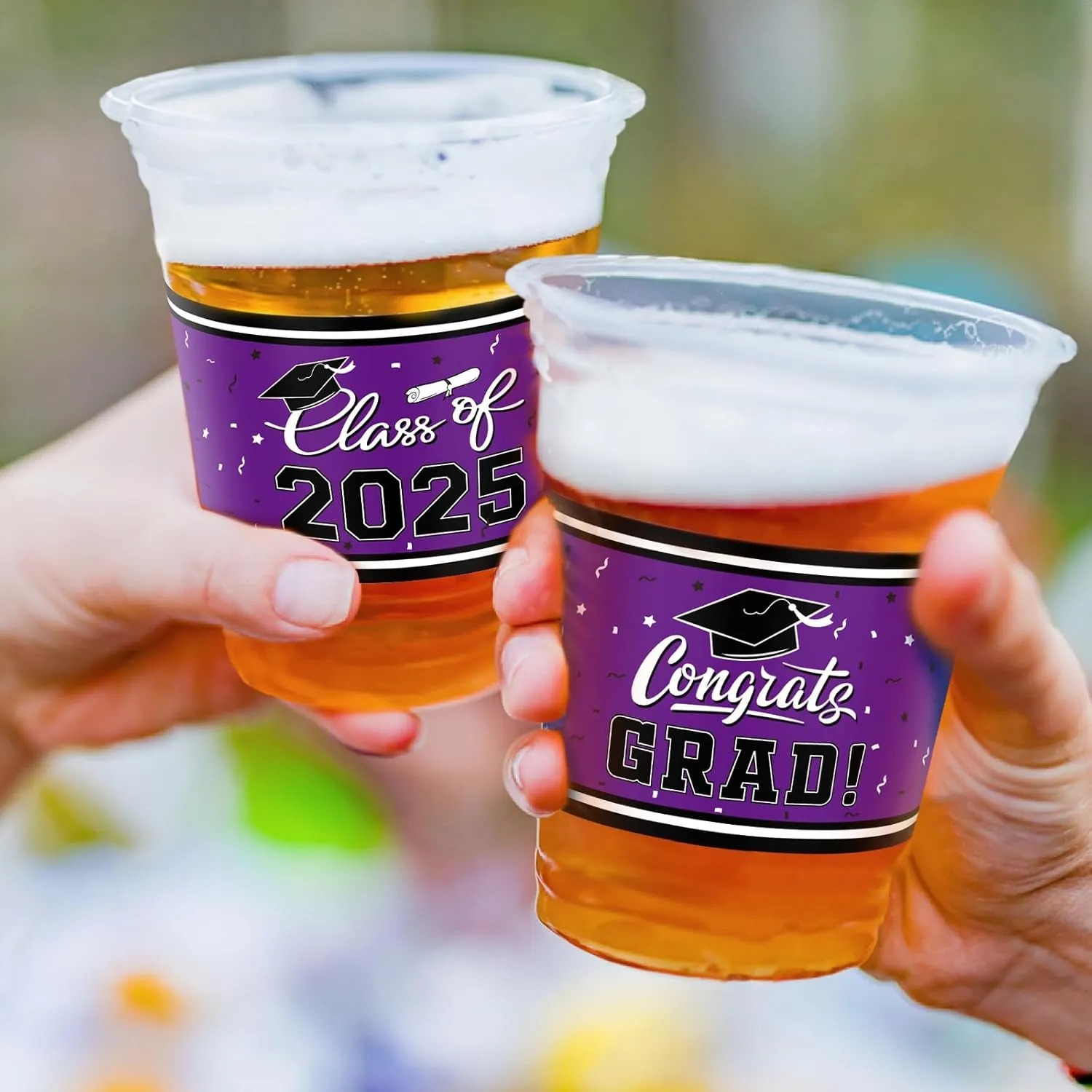 Gatherfun Class of 2025 Celebration - 100 Pcs 16oz Pruple Graduation Plastic Cups for Sturdy & Durable Drinkware for Grad Festivities | Essential Graduation Party Supplies & Decorations