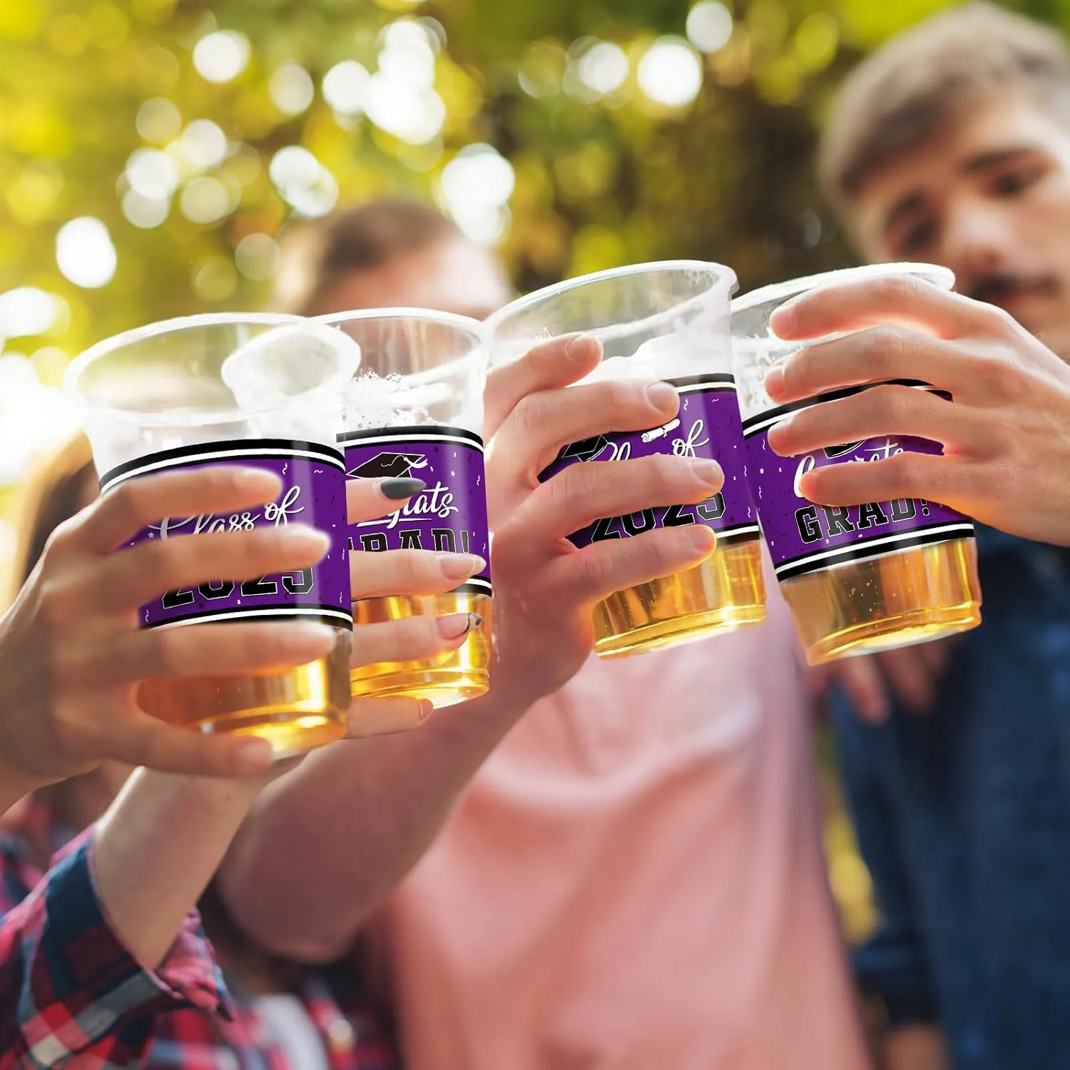 Gatherfun Class of 2025 Celebration - 100 Pcs 16oz Pruple Graduation Plastic Cups for Sturdy & Durable Drinkware for Grad Festivities | Essential Graduation Party Supplies & Decorations