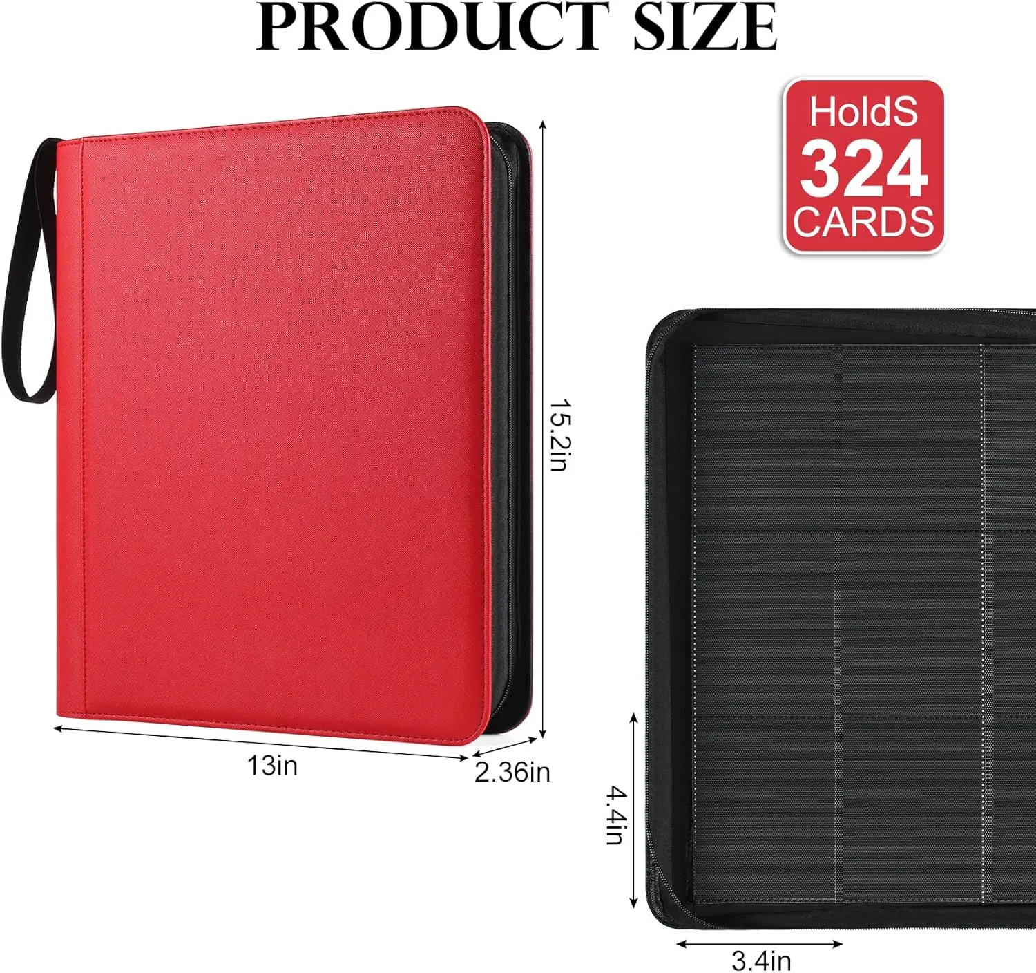 GEAoffice Premium Top Loader Binder 9 Pockets, Waterproof PU Leather Card Binder for Toploaders Holds 324 Cards, Side Loading Archival Safe Card Album Collection Binder for MTG, TCG, Sports Cards, Red