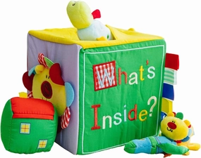 Genius Baby Toys Surprise Box for Baby - 8 Pieces - What's Inside Box with Collection of Sensory Toys for Baby, 7" Square Cube - Deluxe, Perfect Size for Small Hands