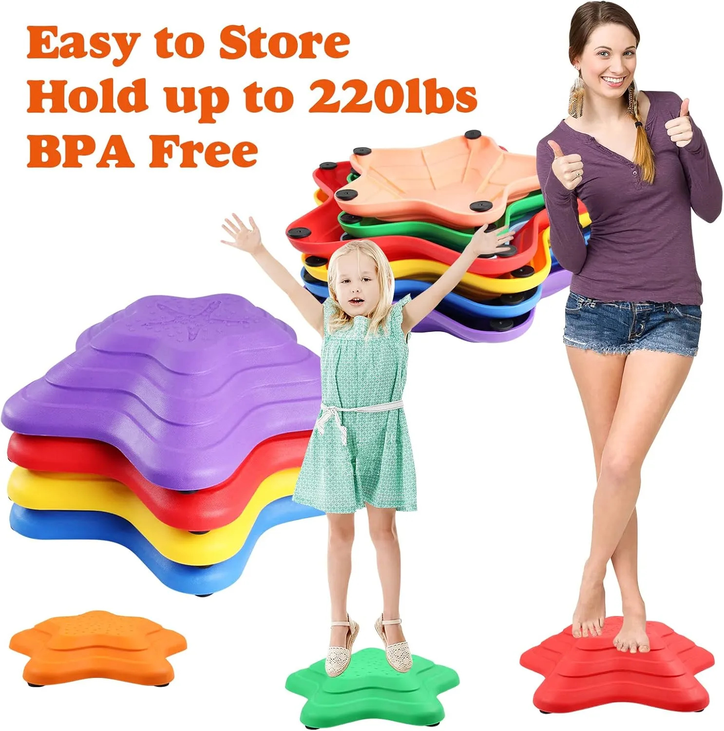 Gentle Monster Stepping Stones for Kids, Set of 8 Pcs for Balance with Non-Slip Bottom - Exercise Coordination and Stability
