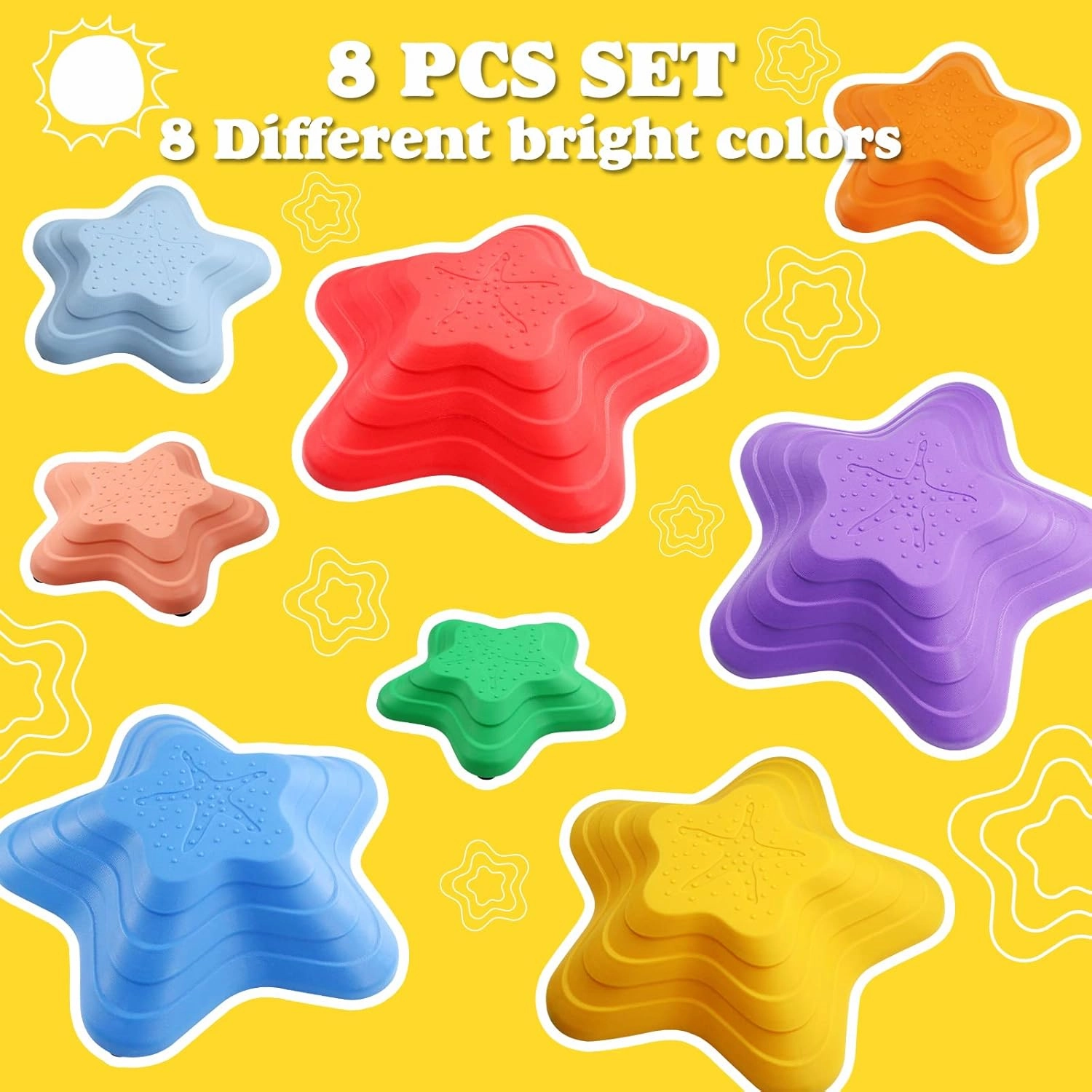 Gentle Monster Stepping Stones for Kids, Set of 8 Pcs for Balance with Non-Slip Bottom - Exercise Coordination and Stability