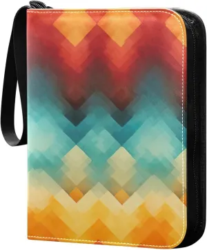 Geometric Painted Card Binder, 400 Pockets Card Holder with 50 Sleeves, Sturdy Card Holder Folders for Game Cards & Sports Cards