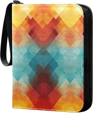 Geometric Painted Card Binder, 400 Pockets Card Holder with 50 Sleeves, Sturdy Card Holder Folders for Game Cards & Sports Cards