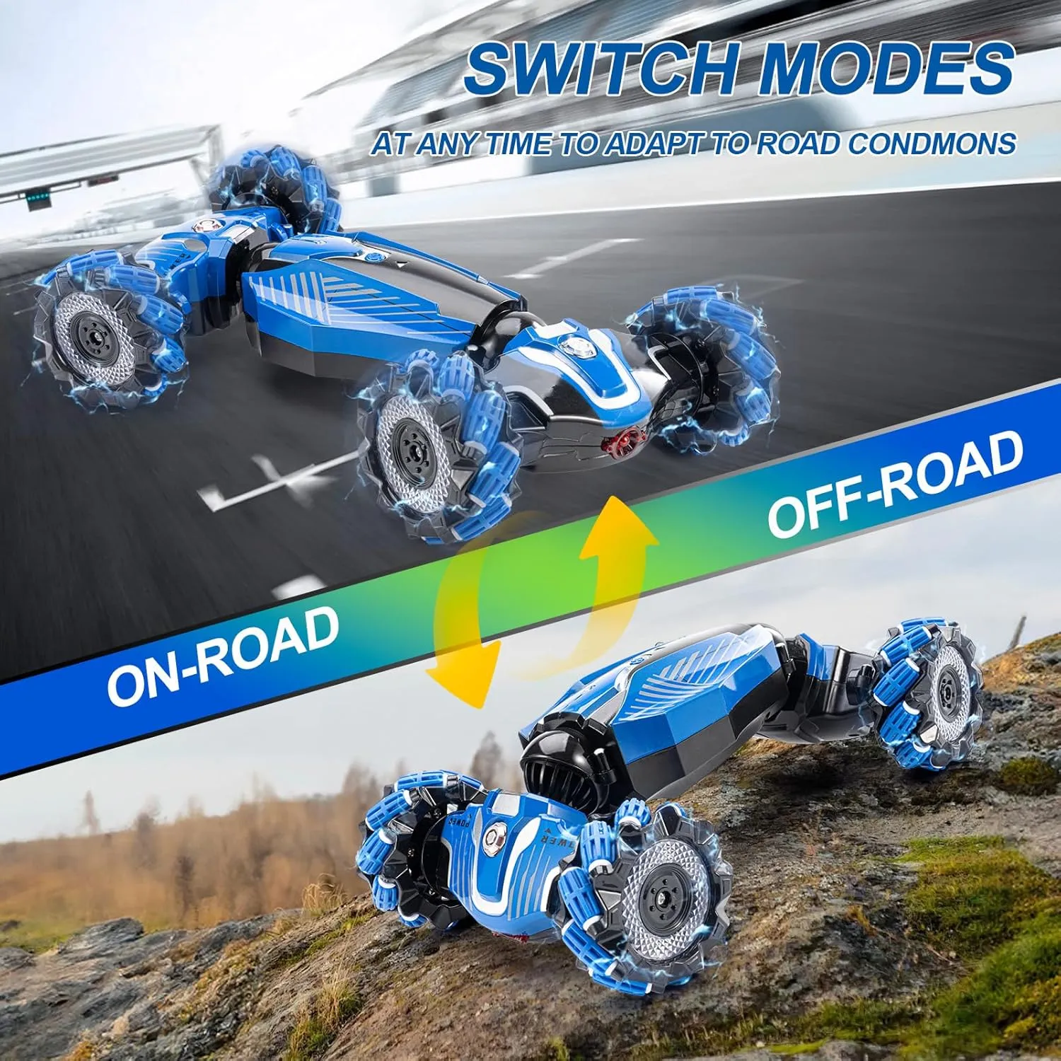 Gesture Sensing RC Stunt Car, 2.4GHz 4WD Remote Control Gesture Sensor Toy Cars,Drift Remote Control Car with 360° Flips, Lights & Music, for Boys Girls Ages 5-12