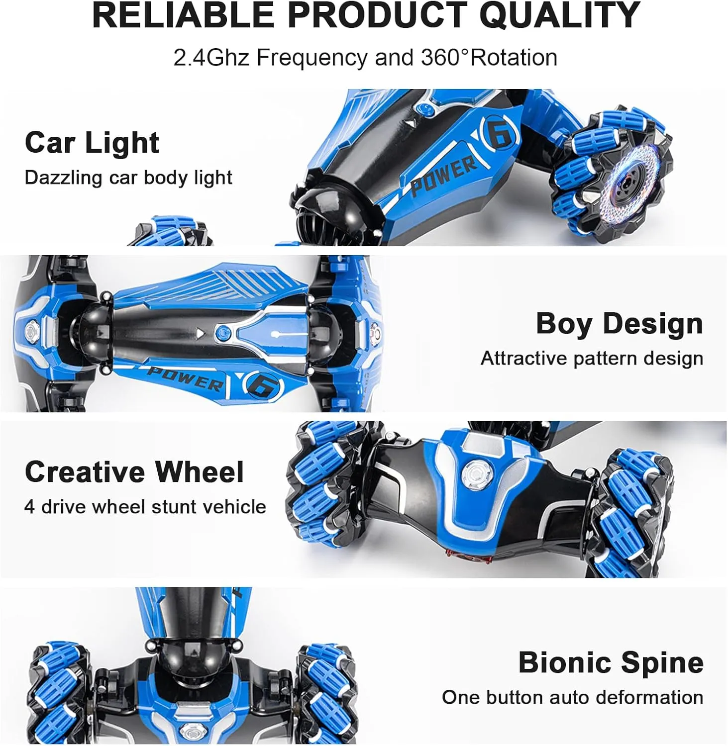 Gesture Sensing RC Stunt Car, 2.4GHz 4WD Remote Control Gesture Sensor Toy Cars,Drift Remote Control Car with 360° Flips, Lights & Music, for Boys Girls Ages 5-12