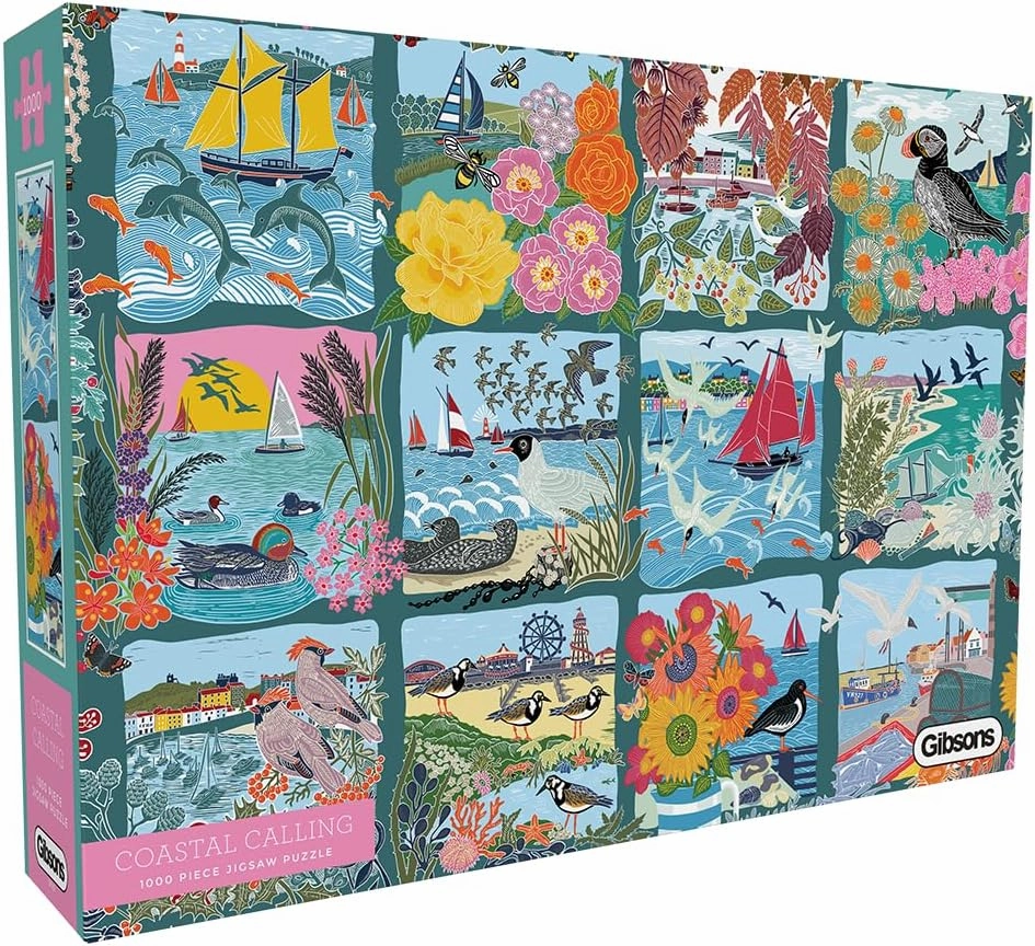 Gibsons Coastal Calling 1000 Piece Jigsaw Puzzle | Made in America | Beautiful Colourful Seaside Wonders Artwork Sustainable Jigsaw for Adults