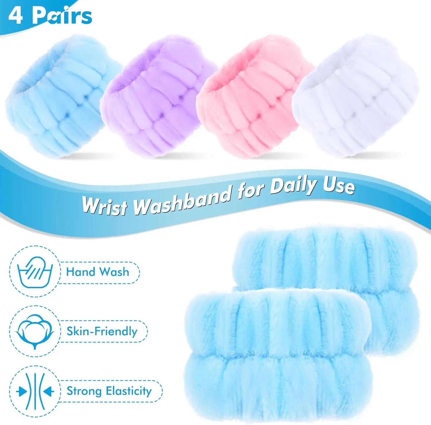 Gift,8 Pcs Face Washing Wristbands Wrist Towels,Facial Cleasing Makeup Remove Wrist washband for Women Girl Prevent Liquid from Spilling,Microfiber Wrist wash Bands