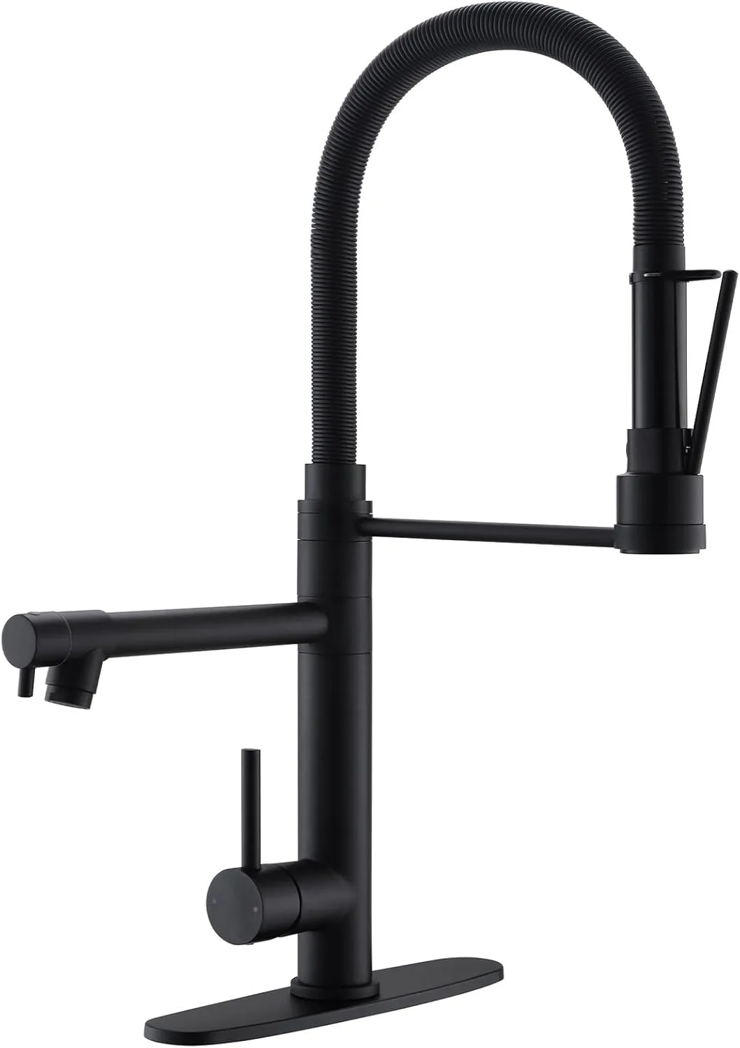 GIMILI Commercial Dual-Spout Black Kitchen Sink Faucet with Pull Down Sprayer
