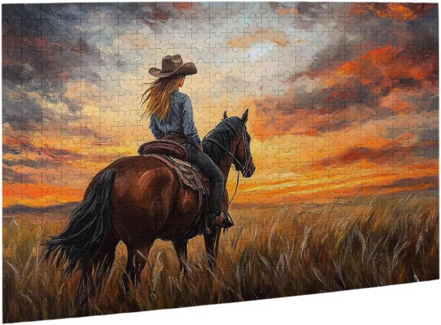 Girl Riding A Horse On The Grassland, Wooden Puzzle 500 Pieces, Exercise Your Hands-On Ability and Patience, Adult Entertainment Game, Holiday Party Gift Artwork Wall Home Decoration