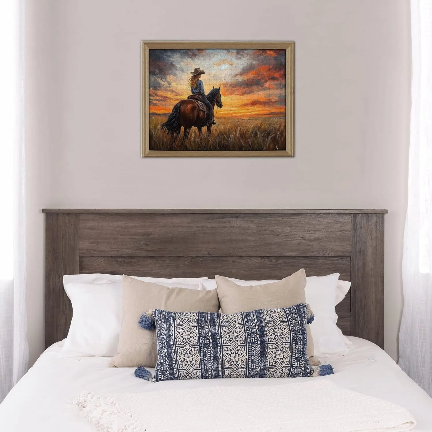 Girl Riding A Horse On The Grassland, Wooden Puzzle 500 Pieces, Exercise Your Hands-On Ability and Patience, Adult Entertainment Game, Holiday Party Gift Artwork Wall Home Decoration