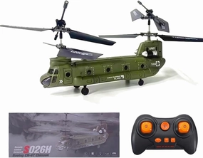 GkGk RC Transport Helicopter Toy, S026H Military Remote Control Aircraft Plane with Altitude Hold, One Key take Off/Landing and Low Battery Reminder for Teenagers and Beginners