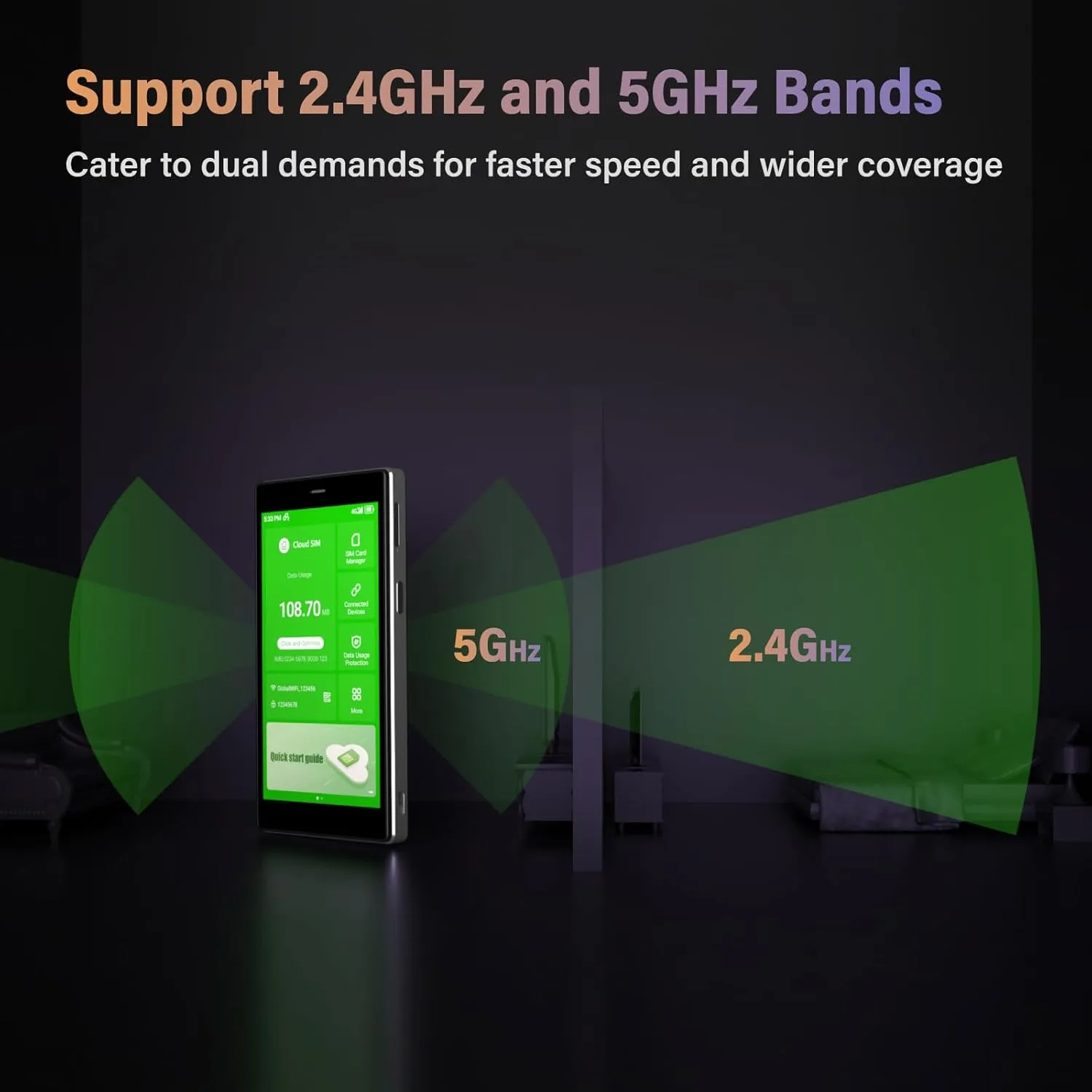 GlocalMe G4 Pro 4G LTE Mobile Hotspot with Global 1GB Data, Portable WiFi Hotspot for Travel in 200  Countries, 5" Touch Screen Hotspot Device, No SIM Card Needed, 10 Connected Devices(G4 Pro Black)
