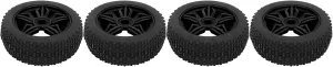 GLOGLOW Rubber Tires, 4PCS RC Car Wheels Flexible Control Uneven Thickened Universal for 1/8 Remote Control Car (Black)