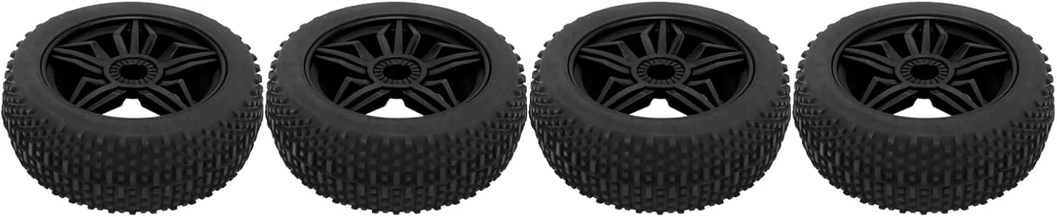 GLOGLOW Rubber Tires, 4PCS RC Car Wheels Flexible Control Uneven Thickened Universal for 1/8 Remote Control Car (Black)