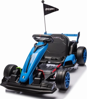 Go Kart Electric Ride On Car，24V Ride On Go Kart for Kids，Drift Kart Car with Adjustable Seat,7.5MPH Fast Drifting Circling, Max Load 135lbs,Racing Toy for Kids 6  Years,Blue