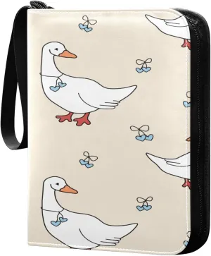 Goose Blue Hearts and A Bow Card Binder for Trading Cards, 4 Pocket with 50 Sleeves up to 400 Cards, Double Sided Pockets Card Holder Carry Case for Baseball Card, Football Card, Gaming Cards