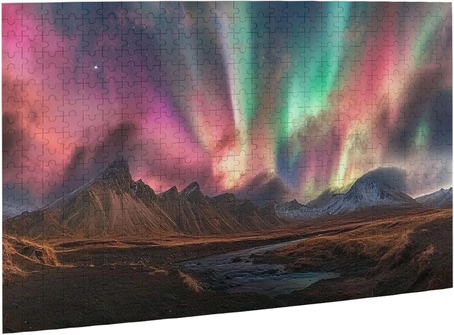 Gorgeous Polar Aurora 500 Pcs Wooden Jigsaw Puzzles,Enjoy The Puzzle Solving Process,Suitable for Family Entertainment Activities,Modern Art Scenery Adults Puzzle for Home Wall Decor