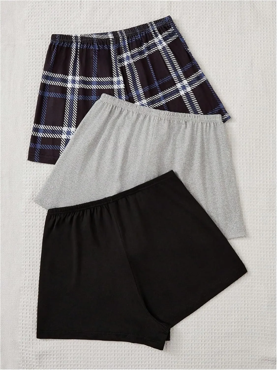 GORGLITTER Women's 3 Pack Plaid Pajama Shorts Soft Letter Sleep Pj Shorts