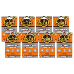 Gorilla Permanent Adhesive Dots, Double-Sided, Clear, 0.5" Diameter, 150 Pieces (Pack of 8) - No Mess, Photo Safe