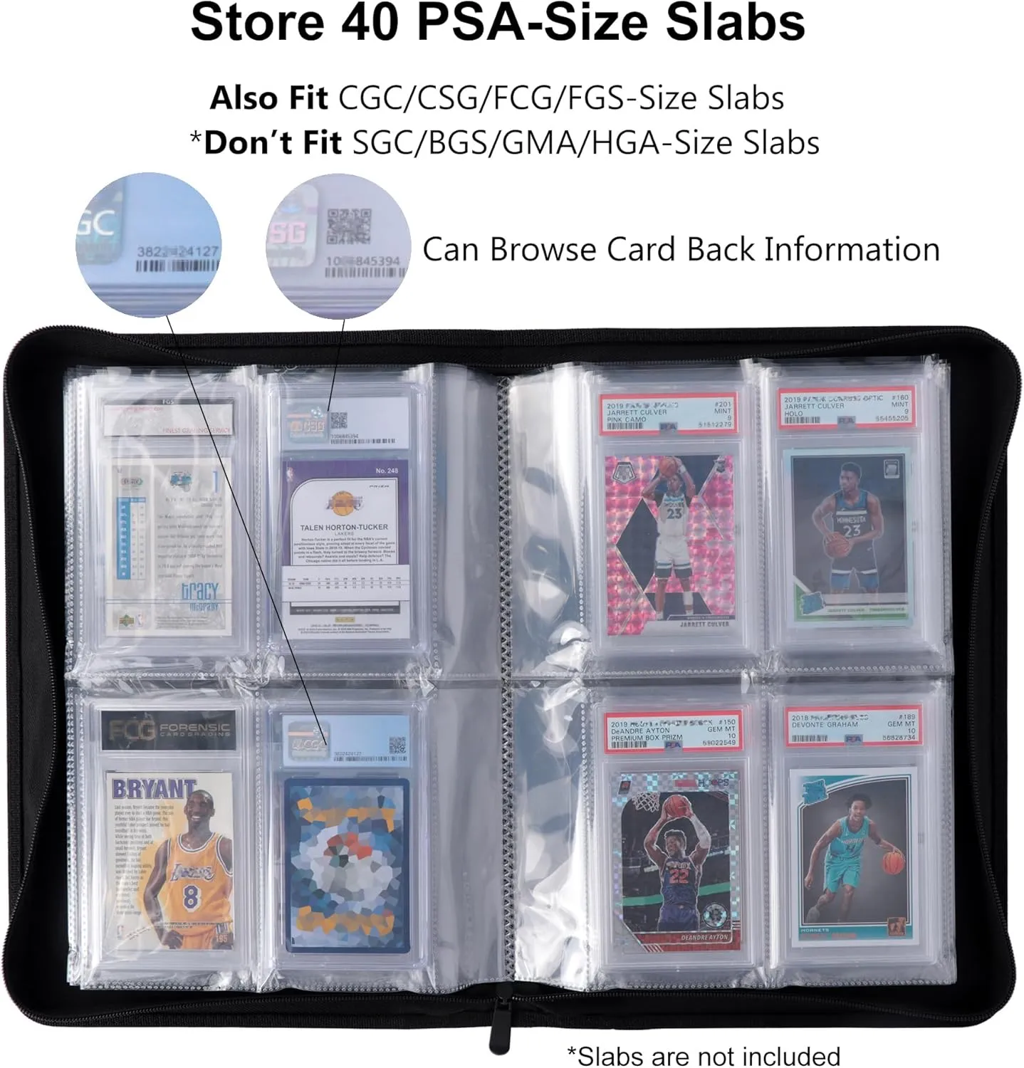 Graded Card Binder - Holds 40 PSA Slabs, 4 Pocket Slab Binder for PSA, CGC, CSG, FCG, FGS Slabs