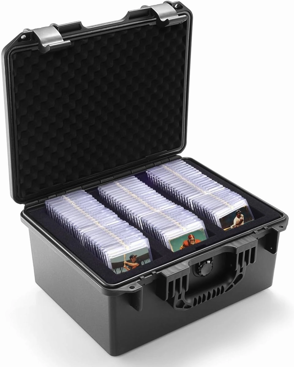 Graded Card Storage Box - Sports Trading Card Slab Case Compatible with PSA CSG BGS SGC Magnetic Card Holder & Top Loaders, Waterproof Boxes - 3 Custom Graded Cards Case Compartments