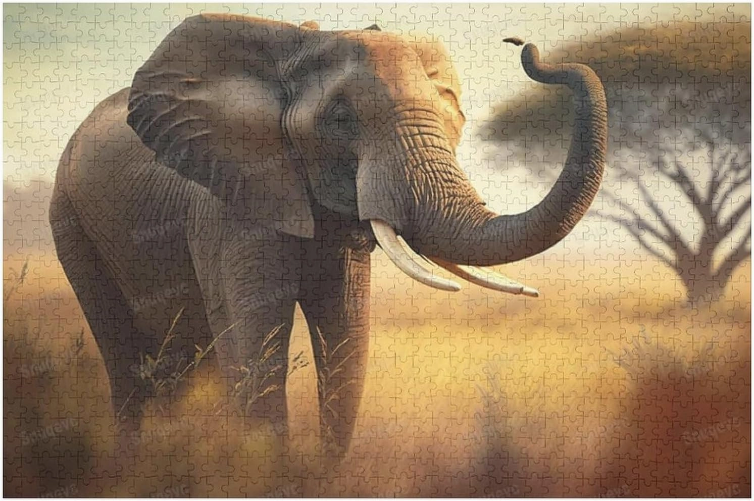 Grassland Elephant Premium 1000 Pieces Jigsaw Puzzle for Adults - Best Challenging Puzzles for Cognitive Workout - Safe Eco-Friendly - Most Popular Leisure Activities