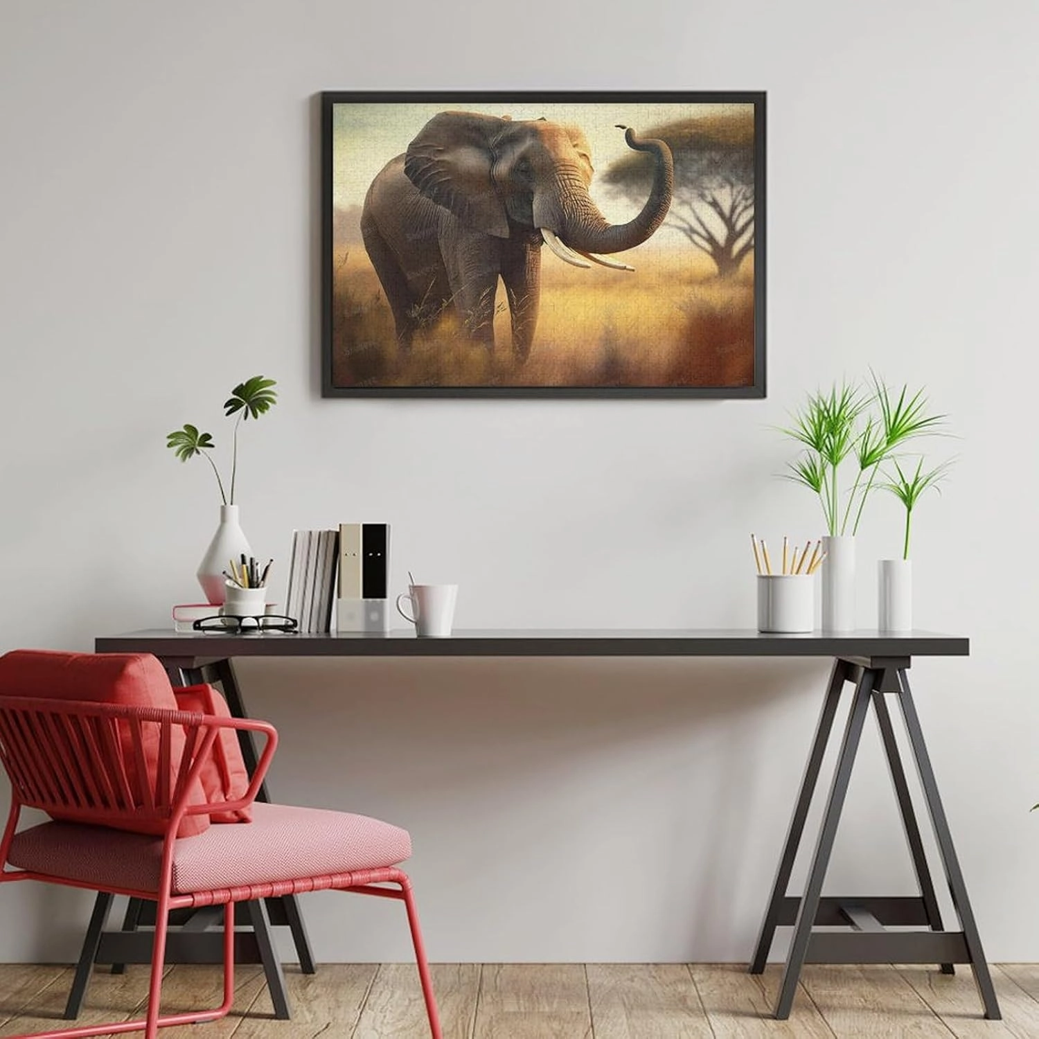Grassland Elephant Premium 1000 Pieces Jigsaw Puzzle for Adults - Best Challenging Puzzles for Cognitive Workout - Safe Eco-Friendly - Most Popular Leisure Activities