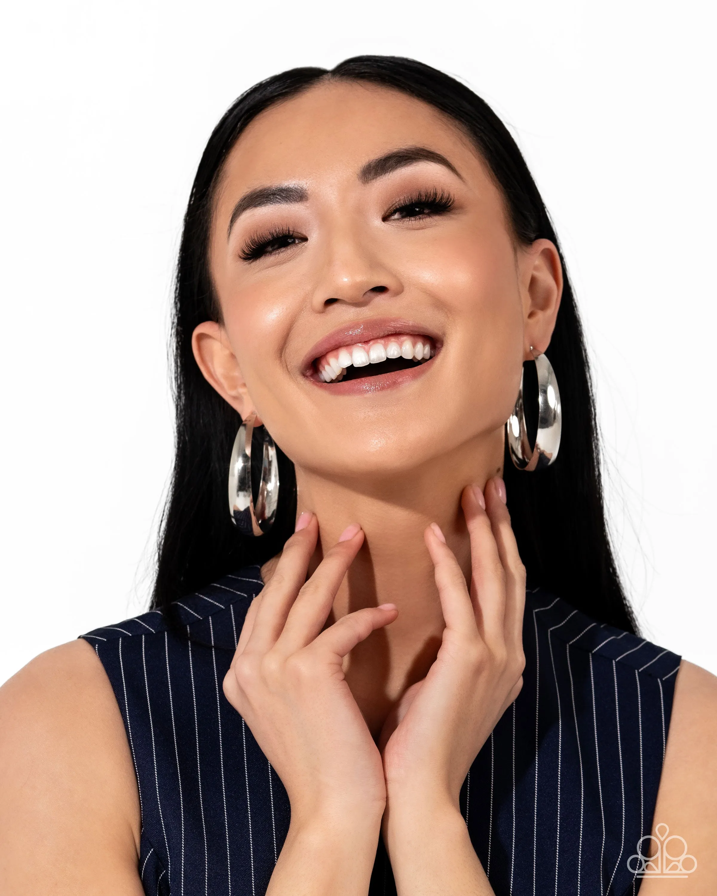 Gravity Generosity Silver Hoop Earrings Paparazzi