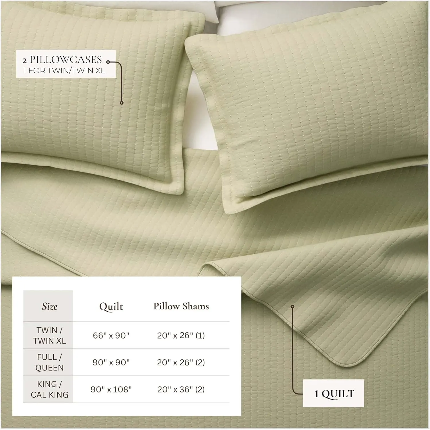 Great Bay Home Twin/Twin XL Quilt Bedding Set, 2-Piece Lightweight Summer Channel Stitch Quilt Set with Shams, Ultra Soft Eucalyptus Bedspreads, Quilted Bedding Coverlets for All Seasons