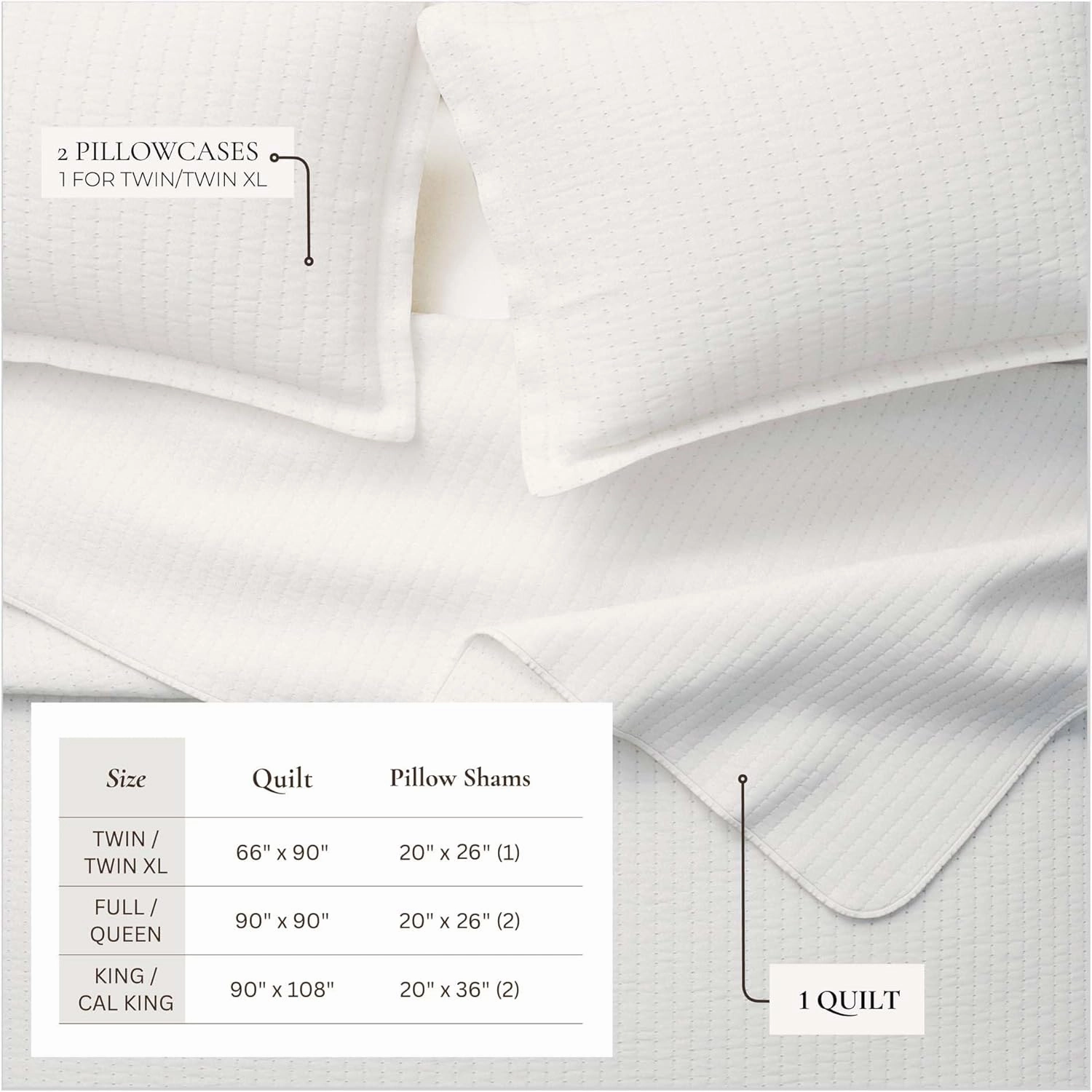Great Bay Home Full/Queen Quilt Bedding Set, 3-Piece Lightweight Summer Channel Stitch Quilt Set with Shams, Ultra Soft White Bedspreads, Quilted Bedding Coverlets for All Seasons