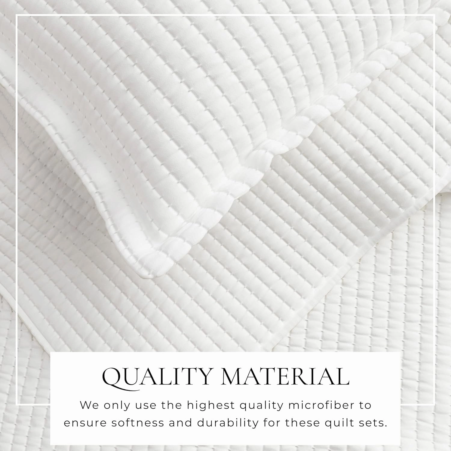 Great Bay Home Full/Queen Quilt Bedding Set, 3-Piece Lightweight Summer Channel Stitch Quilt Set with Shams, Ultra Soft White Bedspreads, Quilted Bedding Coverlets for All Seasons