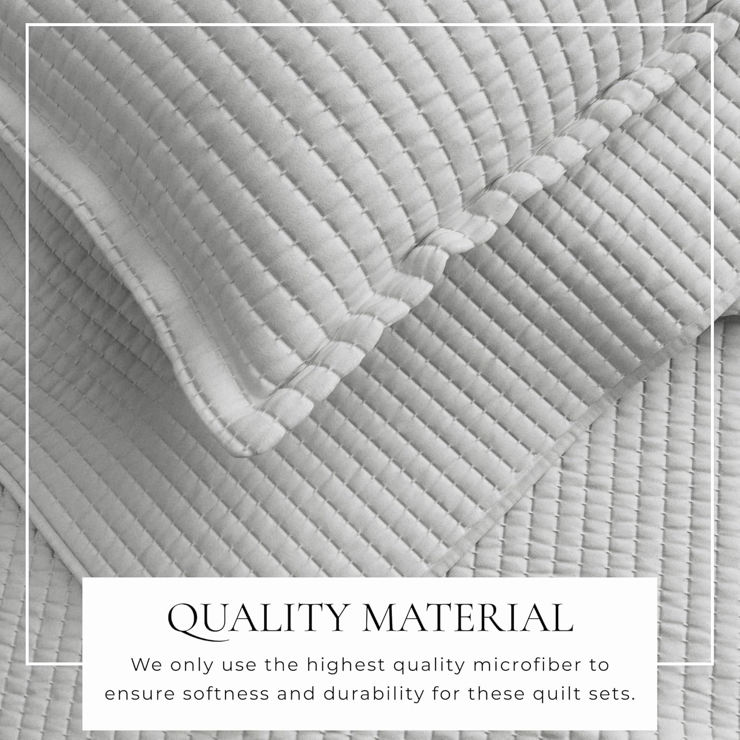 Great Bay Home King Quilt Bedding Set, 3-Piece Lightweight Summer Channel Stitch Quilt Set with Shams, Ultra Soft Light Grey Bedspreads, Quilted Bedding Coverlets for All Seasons