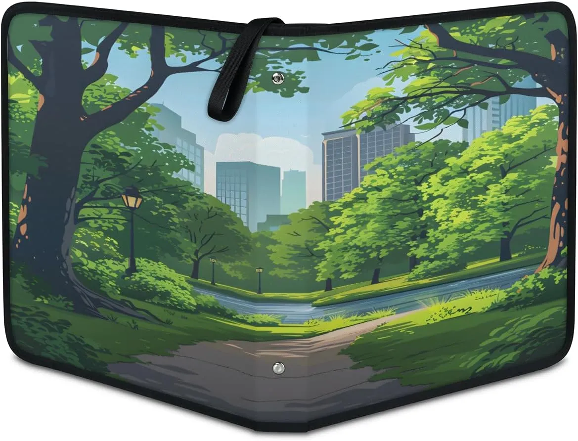 Green Highway 3 Ring Trading Zipper Binder Strap, Trading Card Binder 9 Pocket, 900 Pockets Card Holder with 50 Removable Sleeves for Game Cards