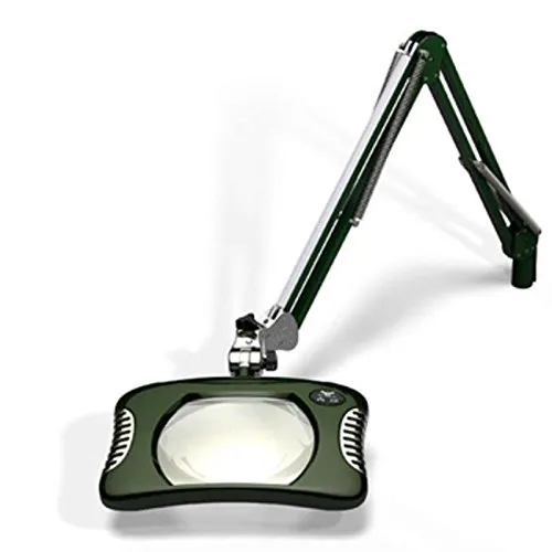 Green-Lite ESD-Safe 4-Diopter LED Magnifier with 43" Reach and Clamp Base, Racing Green