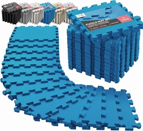 Gym Flooring Set - Interlocking EVA Soft Foam Floor Mat, 18 Pieces Puzzle Rubber Tiles Protective Ground Surface Protection, Play Workout Exercise Mats Underlay Matting Sports Pool Home Fitness Garage