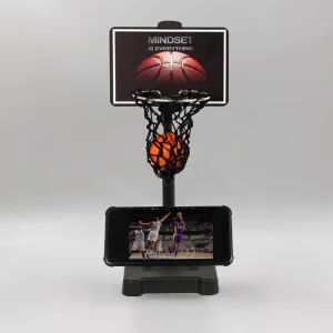 GYSH Mini Desktop Basketball Hoop for Office,Tiny Tabletop Basketball Game Toy,Desk Toys for Office for Adults,Indoors Smallest Foam Basketball,with Phone Holder(Stands)